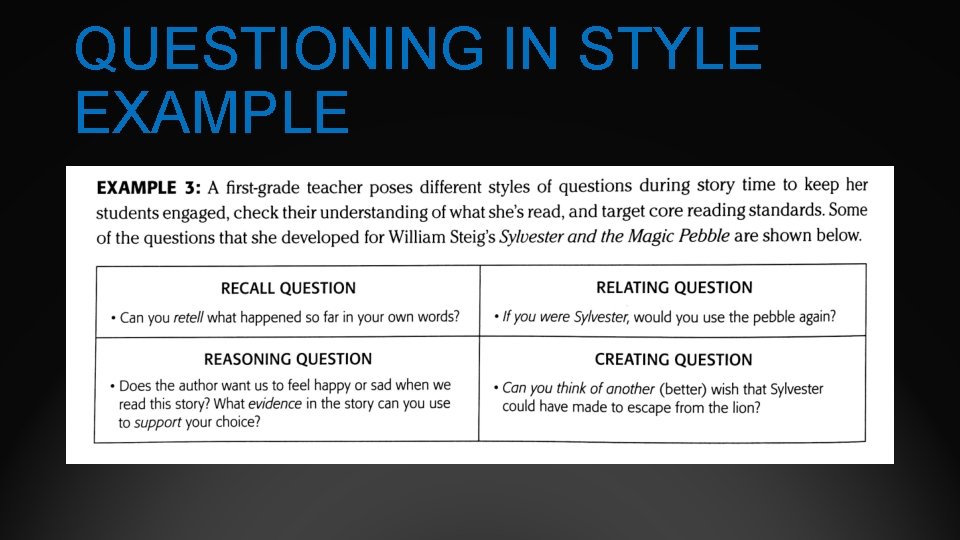 QUESTIONING IN STYLE EXAMPLE 