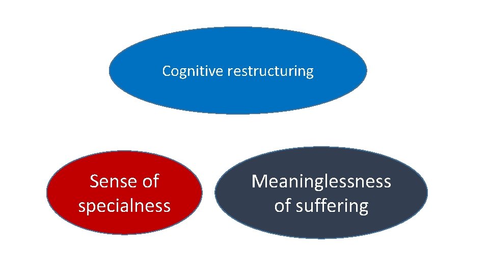 Cognitive restructuring Sense of specialness Meaninglessness of suffering 