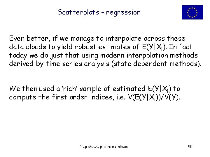 Scatterplots – regression Even better, if we manage to interpolate across these data clouds