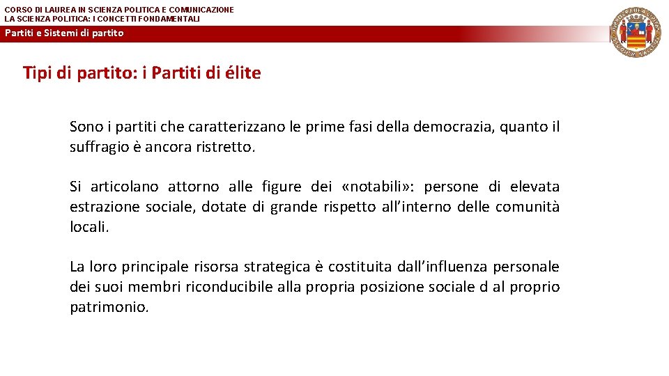 CORSO DI LAUREA IN SCIENZA POLITICA E COMUNICAZIONE LA SCIENZA POLITICA: I CONCETTI FONDAMENTALI