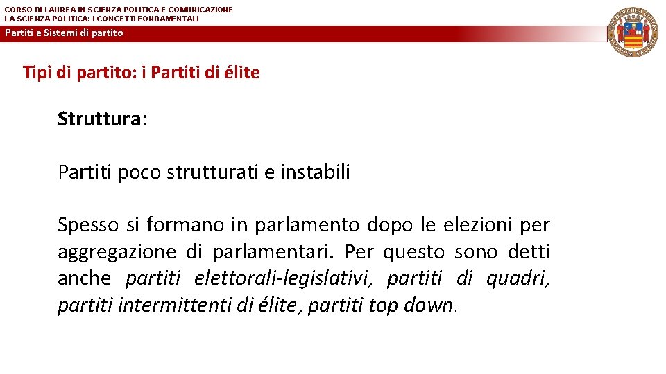 CORSO DI LAUREA IN SCIENZA POLITICA E COMUNICAZIONE LA SCIENZA POLITICA: I CONCETTI FONDAMENTALI