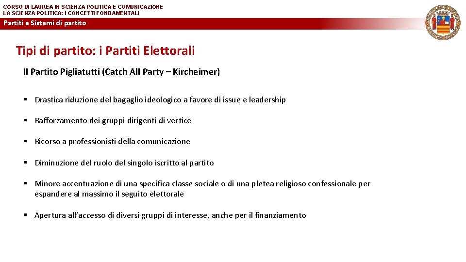 CORSO DI LAUREA IN SCIENZA POLITICA E COMUNICAZIONE LA SCIENZA POLITICA: I CONCETTI FONDAMENTALI