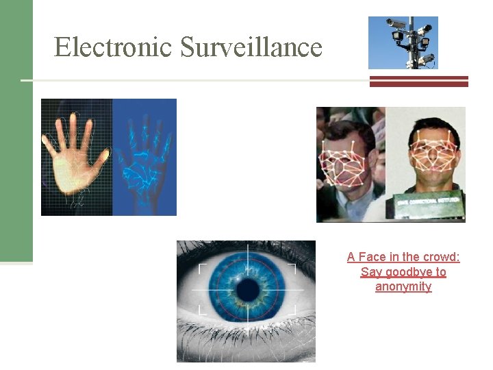 Electronic Surveillance A Face in the crowd: Say goodbye to anonymity 