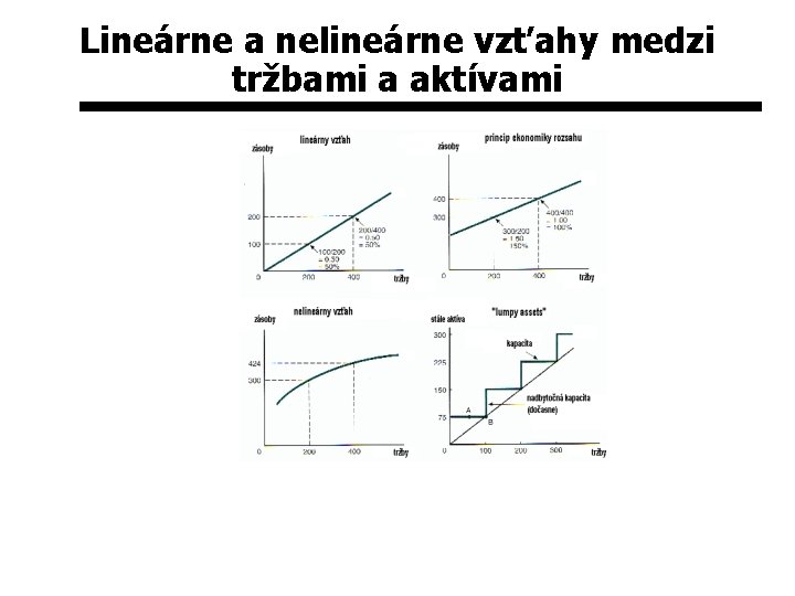 Lineárne a nelineárne vzťahy medzi tržbami a aktívami 