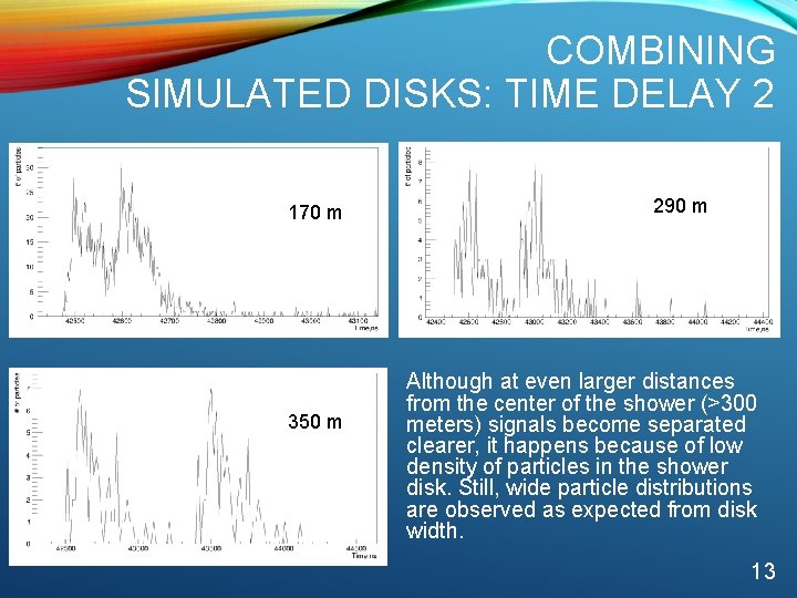 COMBINING SIMULATED DISKS: TIME DELAY 2 170 m 350 m 290 m Although at