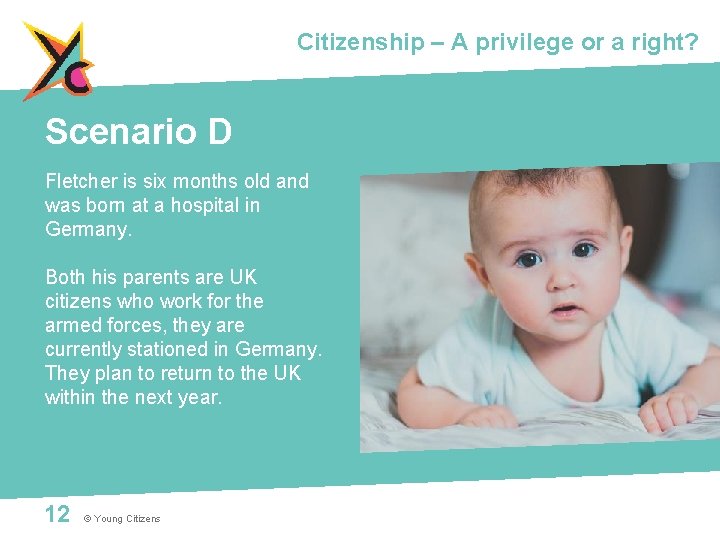 Citizenship – A privilege or a right? Scenario D Fletcher is six months old