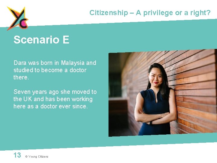 Citizenship – A privilege or a right? Scenario E Dara was born in Malaysia