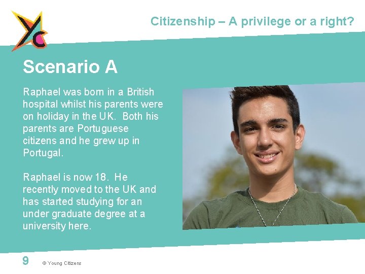 Citizenship – A privilege or a right? Scenario A Raphael was born in a