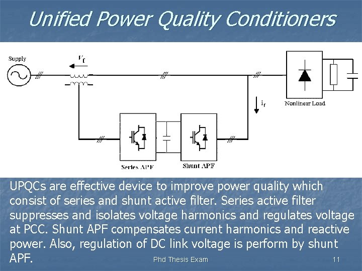 Unified Power Quality Conditioners UPQCs are effective device to improve power quality which consist