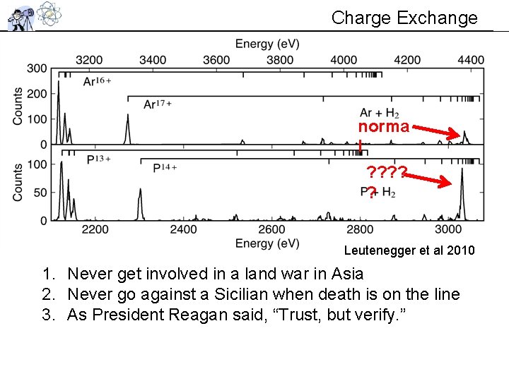 Charge Exchange norma l ? ? ? Leutenegger et al 2010 1. Never get Charge Exchange norma l ? ? ? Leutenegger et al 2010 1. Never get