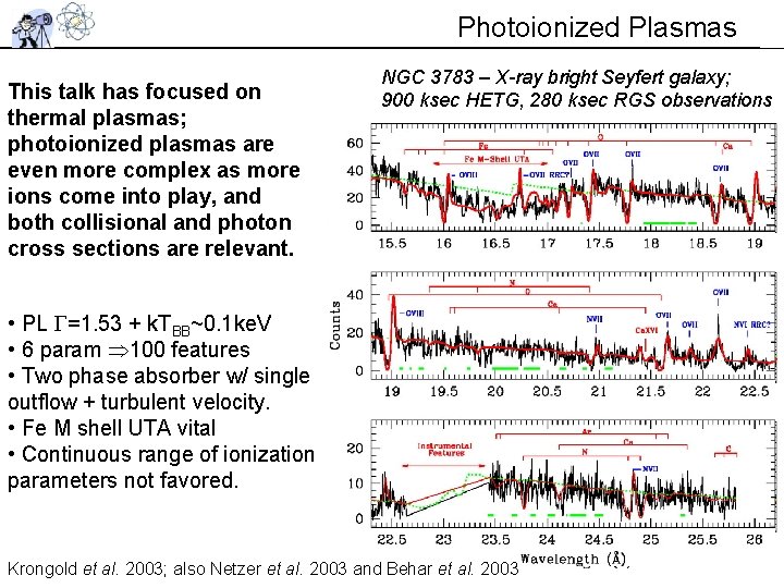 Photoionized Plasmas This talk has focused on thermal plasmas; photoionized plasmas are even more Photoionized Plasmas This talk has focused on thermal plasmas; photoionized plasmas are even more