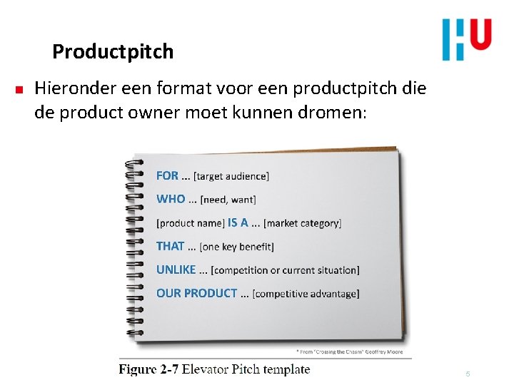 Productpitch n Hieronder een format voor een productpitch die de product owner moet kunnen