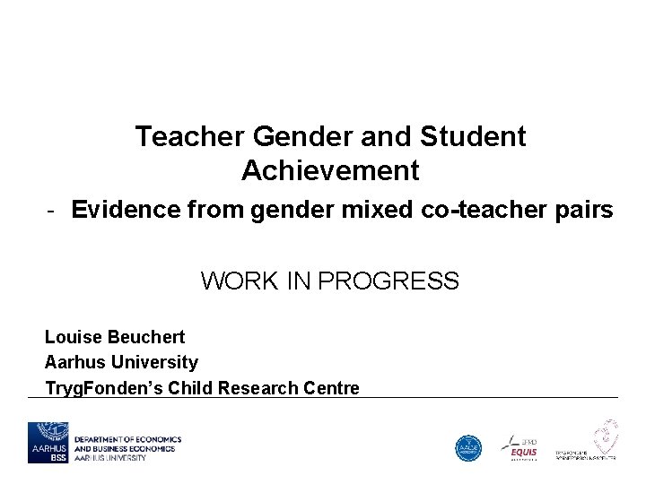 Teacher Gender and Student Achievement - Evidence from gender mixed co-teacher pairs WORK IN