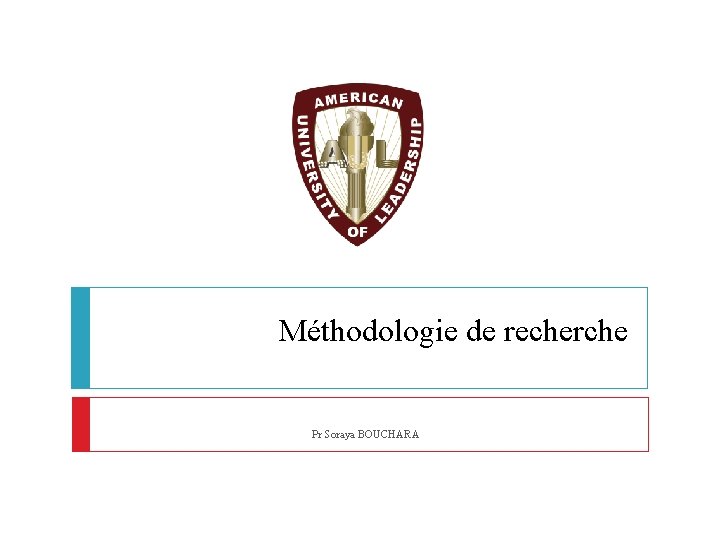 Méthodologie de recherche Pr Soraya BOUCHARA 