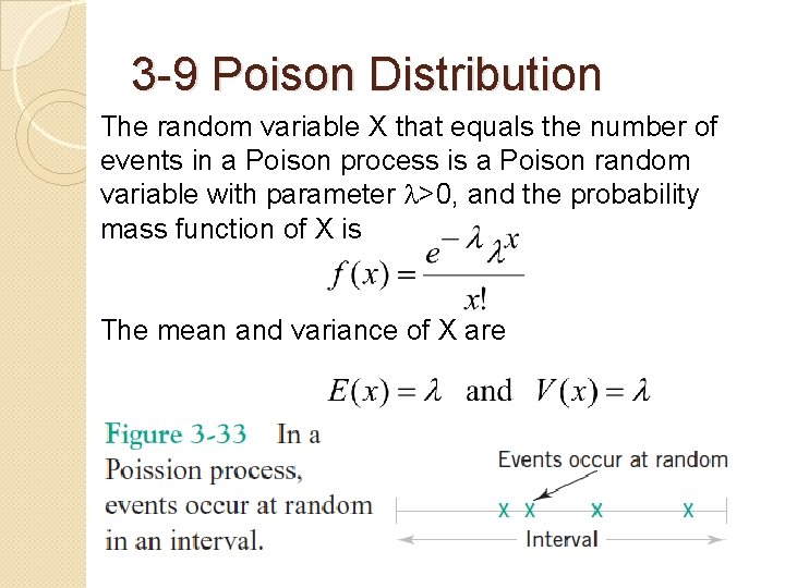 3 -9 Poison Distribution The random variable X that equals the number of events