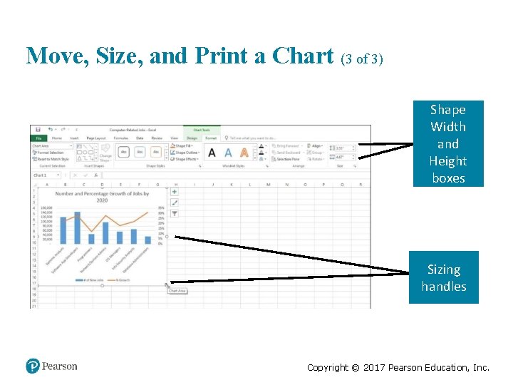 Move, Size, and Print a Chart (3 of 3) Shape Width and Height boxes