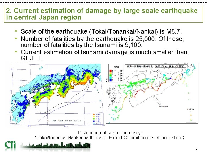 2. Current estimation of damage by large scale earthquake in central Japan region Scale