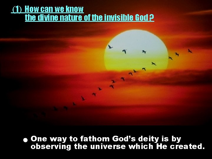 (1) How can we know the divine nature of the invisible God ? One (1) How can we know the divine nature of the invisible God ? One