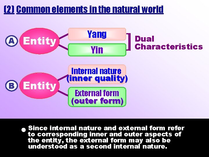 (2) Common elements in the natural world A B Entity Yang Yin Dual Characteristics (2) Common elements in the natural world A B Entity Yang Yin Dual Characteristics