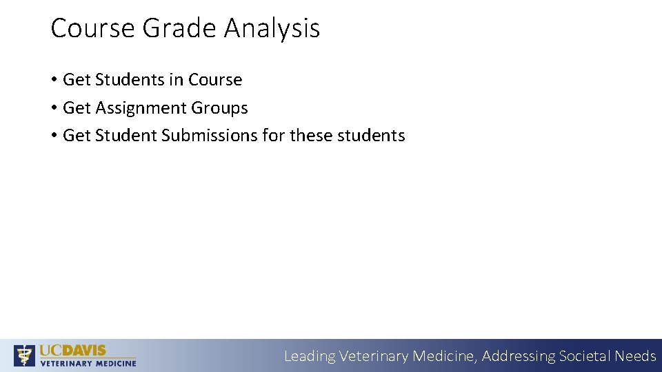 Course Grade Analysis • Get Students in Course • Get Assignment Groups • Get