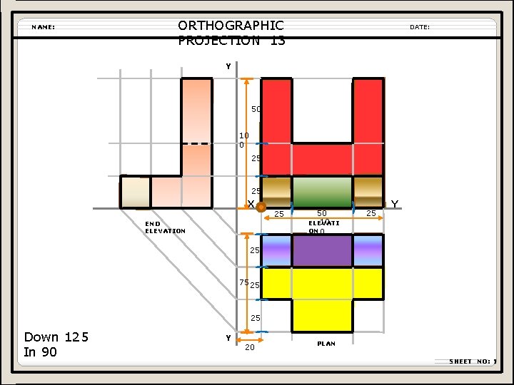 NAME: ORTHOGRAPHIC PROJECTION 13 DATE: Y 50 10 0 25 25 X END ELEVATION