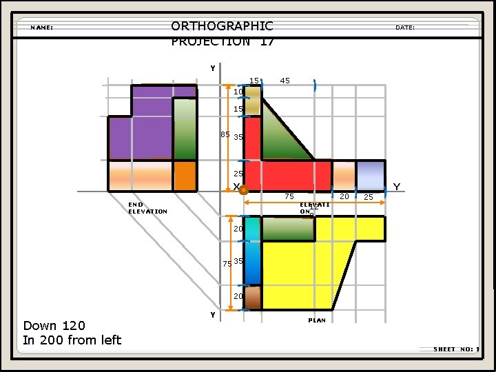 ORTHOGRAPHIC PROJECTION 17 NAME: DATE: Y 15 45 10 15 85 35 25 X