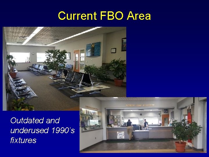 Current FBO Area Outdated and underused 1990’s fixtures 
