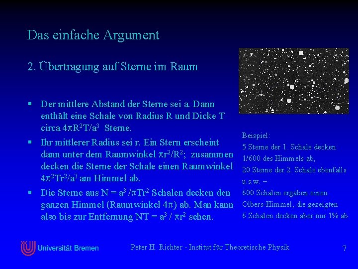 Das einfache Argument 2. Übertragung auf Sterne im Raum § Der mittlere Abstand der