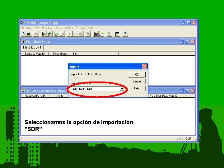 Seleccionamos la opción de importación "SDR" 