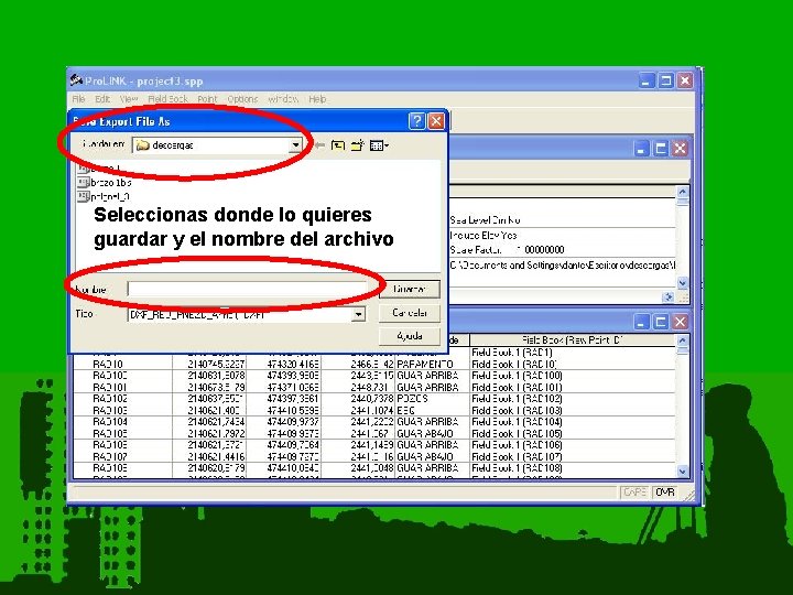 Seleccionas donde lo quieres guardar y el nombre del archivo 