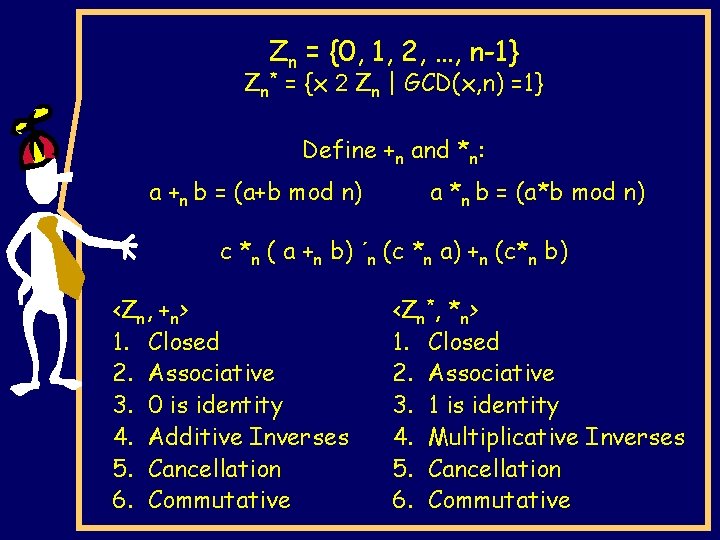 Zn = {0, 1, 2, …, n-1} Zn* = {x 2 Zn | GCD(x,