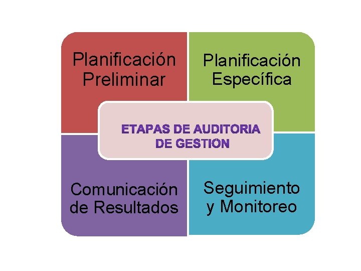 Planificación Preliminar Planificación Específica Comunicación de Resultados Seguimiento y Monitoreo 