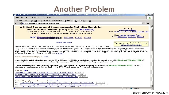 Another Problem Slide from Cohen/Mc. Callum 
