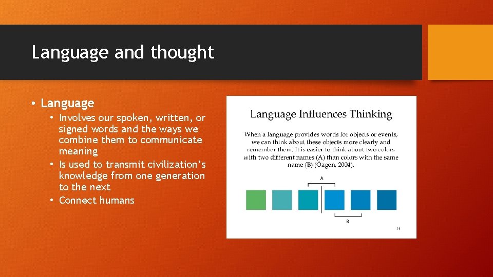 Language and thought • Language • Involves our spoken, written, or signed words and