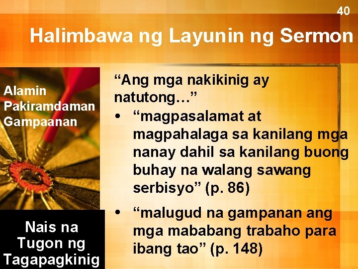 40 Halimbawa ng Layunin ng Sermon Alamin Pakiramdaman Gampaanan Nais na Tugon ng Tagapagkinig