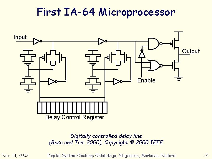 First IA-64 Microprocessor Input Output Enable Delay Control Register Digitally controlled delay line (Rusu