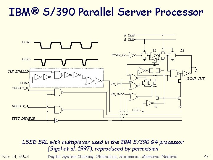 IBM® S/390 Parallel Server Processor B_CLK A_CLK CLKG L 1 L 2 SCAN_IN CLKL