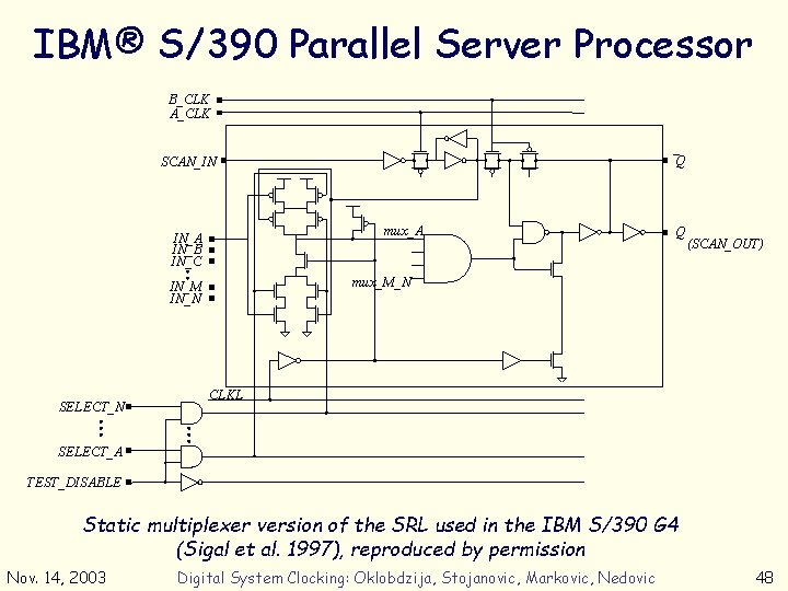 IBM® S/390 Parallel Server Processor B_CLK A_CLK Q SCAN_IN mux_A IN_B IN_C (SCAN_OUT) mux_M_N