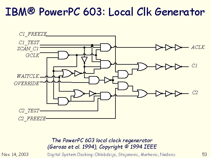 IBM® Power. PC 603: Local Clk Generator C 1_FREEZE C 1_TEST SCAN_C 1 GCLK