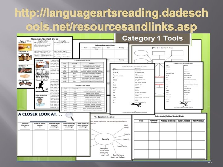 http: //languageartsreading. dadesch ools. net/resourcesandlinks. asp 46 