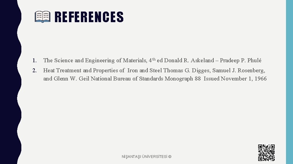 REFERENCES 1. The Science and Engineering of Materials, 4 th ed Donald R. Askeland
