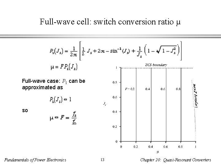 Full-wave cell: switch conversion ratio µ Full-wave case: P 1 can be approximated as