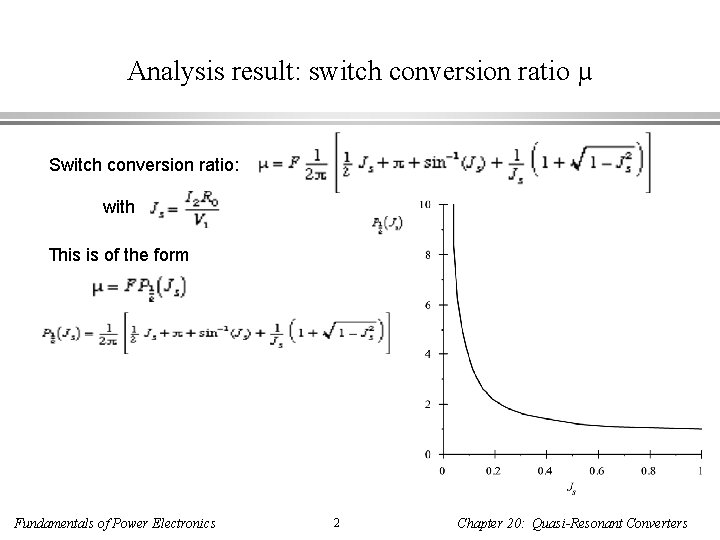 Analysis result: switch conversion ratio µ Switch conversion ratio: with This is of the