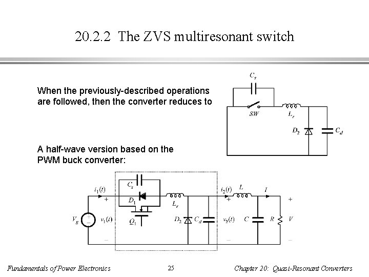 20. 2. 2 The ZVS multiresonant switch When the previously-described operations are followed, then