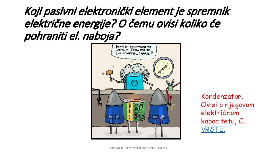 Koji pasivni elektronički element je spremnik električne energije? O čemu ovisi koliko će pohraniti