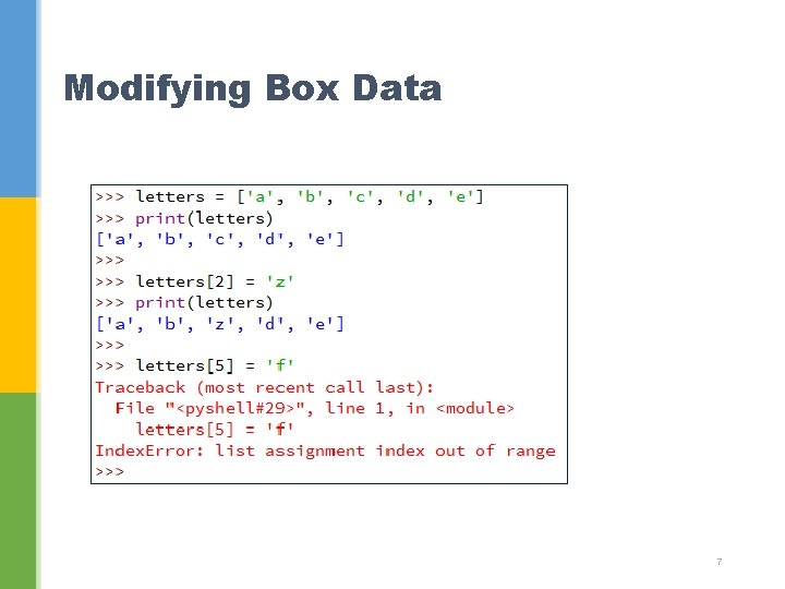 Modifying Box Data 7 