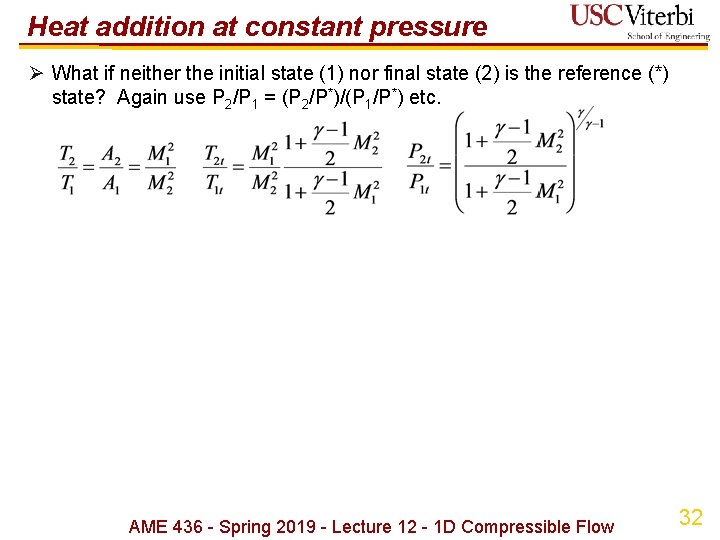Heat addition at constant pressure Ø What if neither the initial state (1) nor