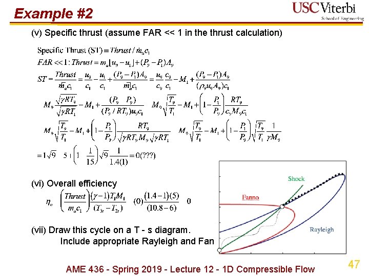 Example #2 (v) Specific thrust (assume FAR << 1 in the thrust calculation) (vi)