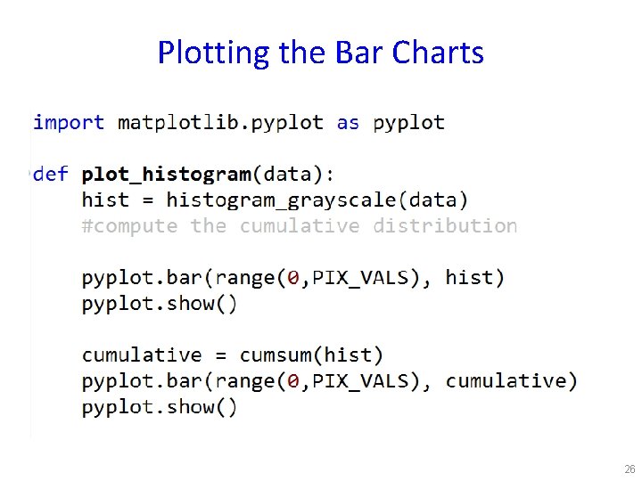 Plotting the Bar Charts 26 