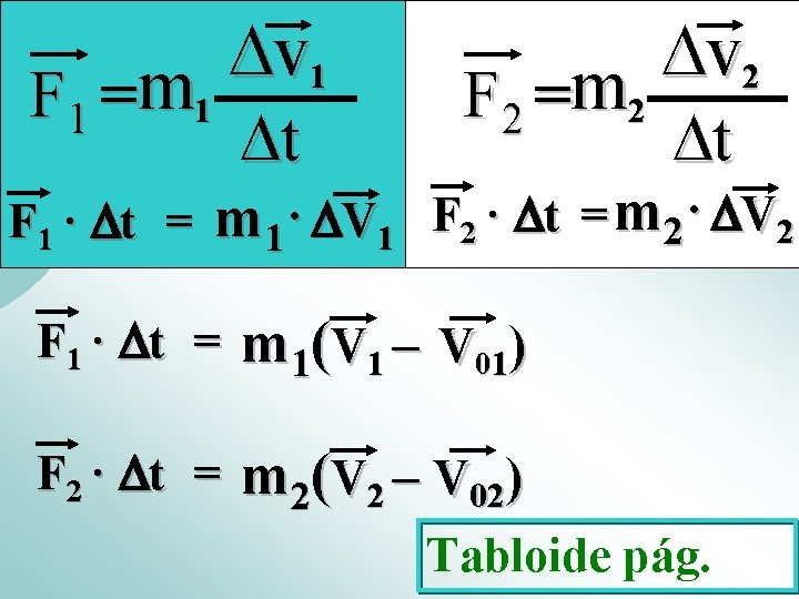 v 1 F 1 =m 1 t F 1 · t = v v 1 F 1 =m 1 t F 1 · t = v